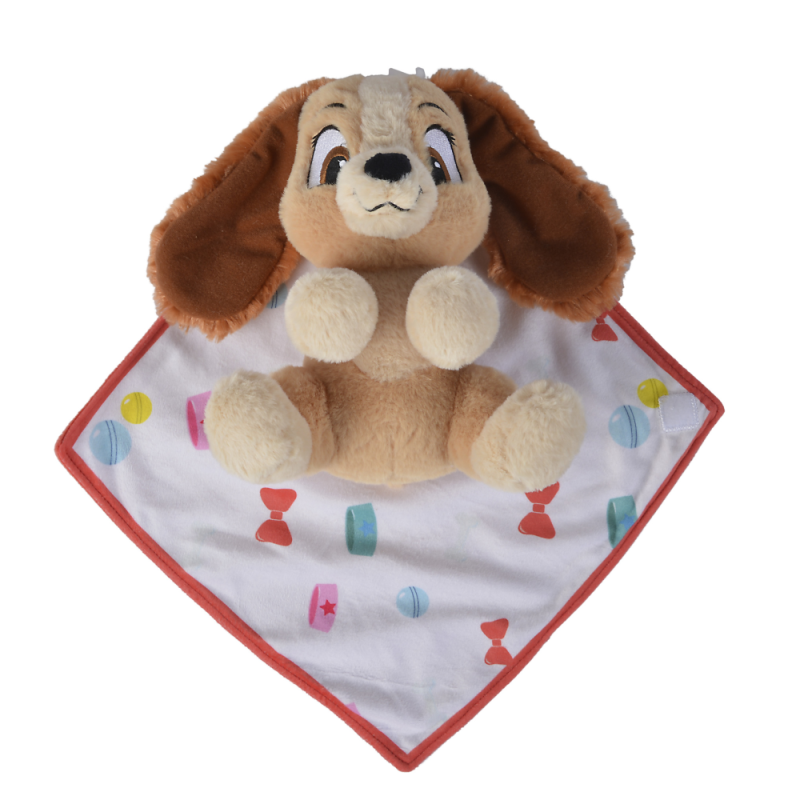  lady chien peluche couverture rouge 25 cm 